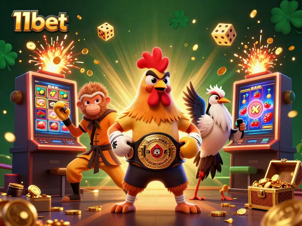Experience the thrilling jackpot excitement at 11bet with vibrant casino characters and dynamic gaming elements.