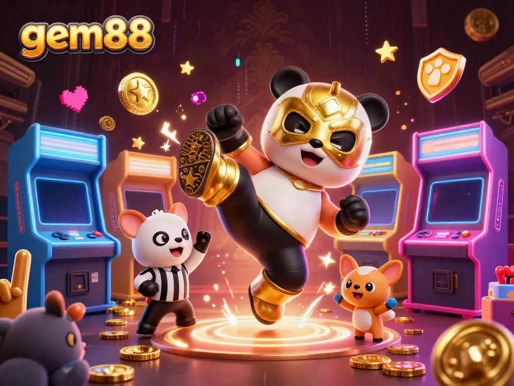 Engage with gem88's vibrant virtual casino scene featuring lively characters and exciting rewards.