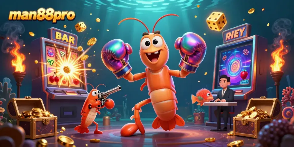 Experience the excitement at man88pro with vibrant casino games, celebrating wins with splashy visuals and thrilling characters.