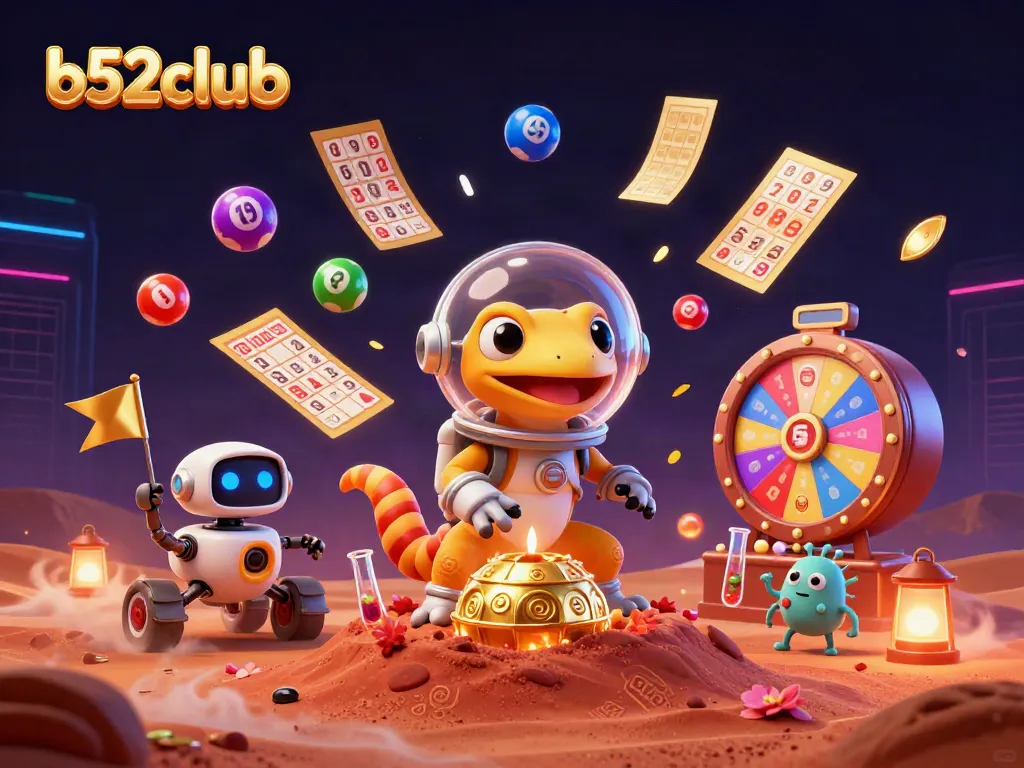 Engage in thrilling gameplay at b52club with a Martian gecko discovering a golden casino.