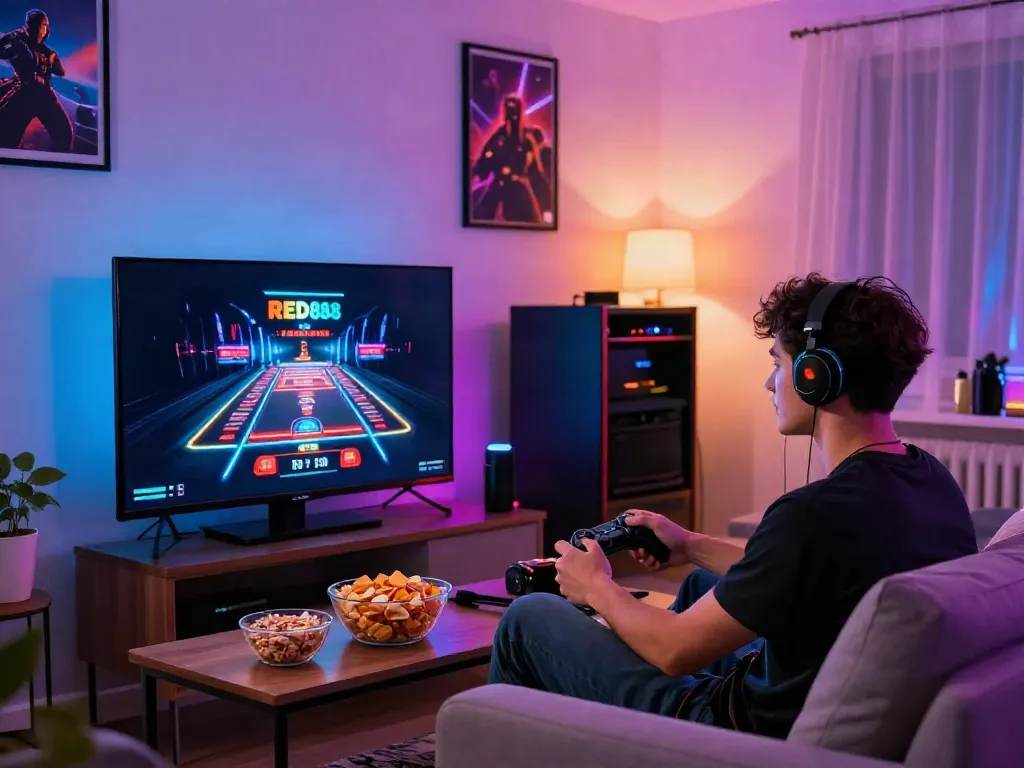 Online gaming moment at https://red88.limited/ with vibrant atmosphere and thrilling interaction.