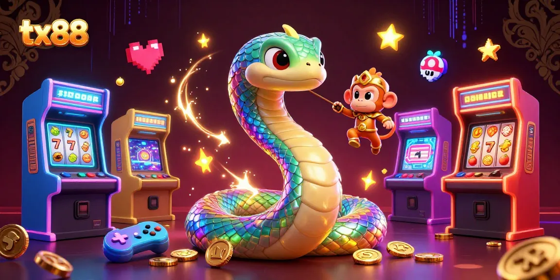 Experience the excitement of tx88 with vibrant arcade elements and a magical monkey king.
