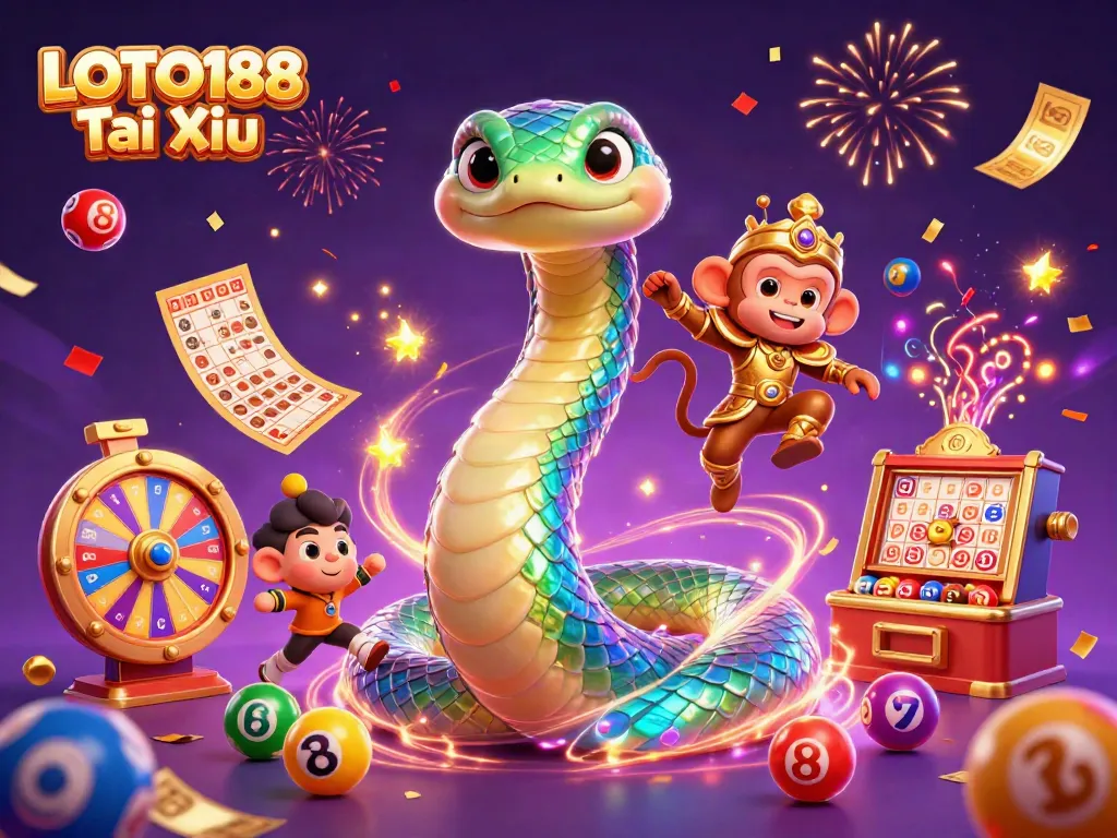 Experience exciting LOTO188 Tai Xiu with colorful lottery elements and magical scene effects.