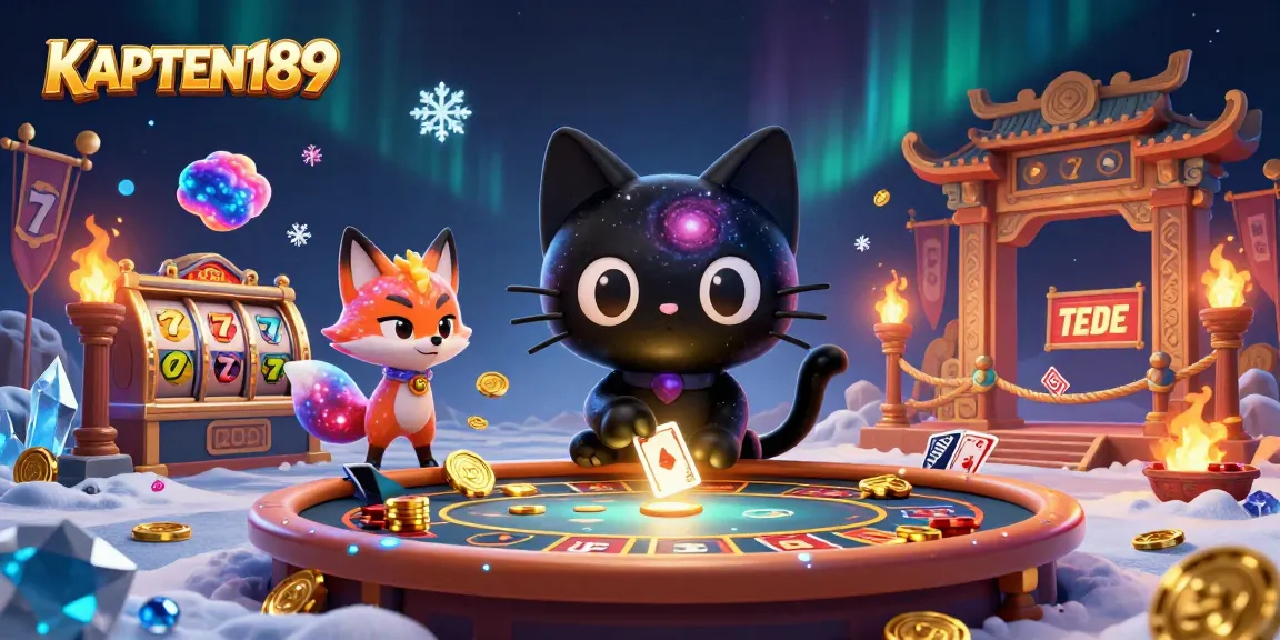 KAPTEN189 menawarkan pengalaman slot luar biasa dengan karakter kucing hitam menghisap koin emas di meja kasino.