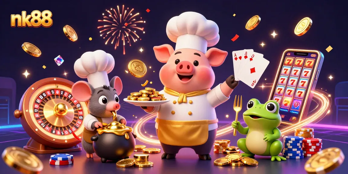 Engage with nk88's exciting casino gameplay featuring dynamic characters amidst golden treasures.