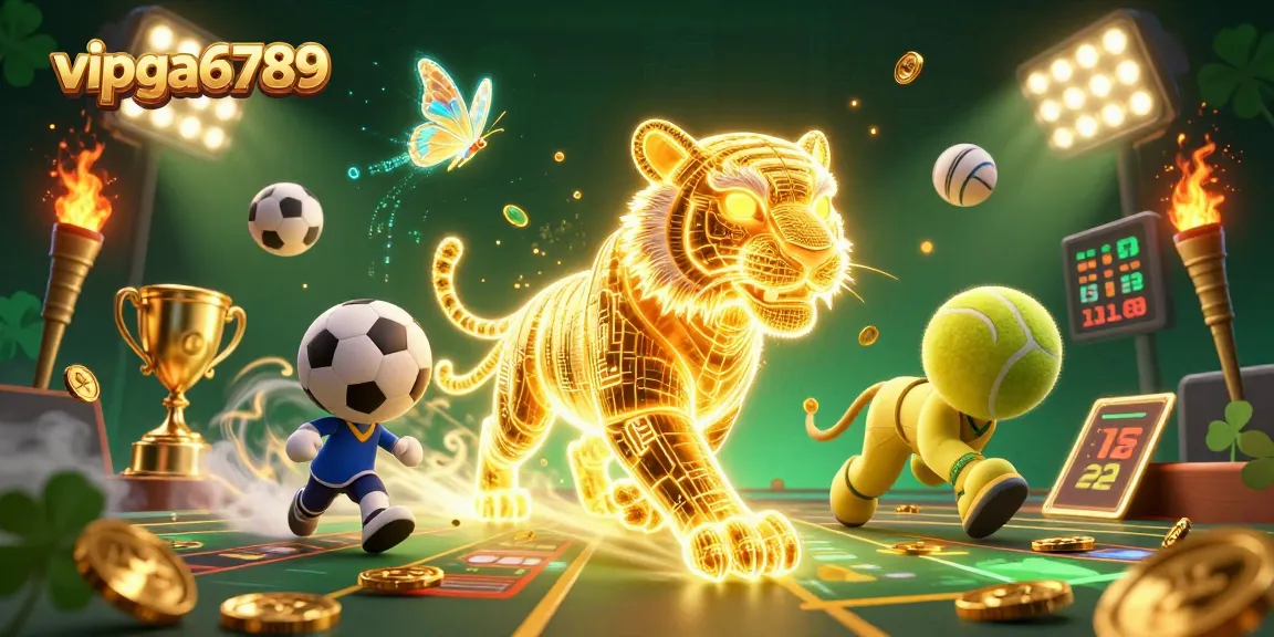 Experience thrilling gameplay at vipga6789 with a vibrant casino scene featuring dynamic sports elements.