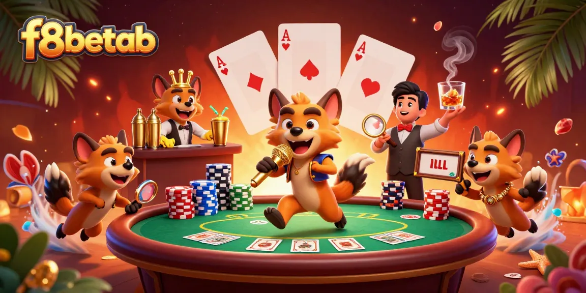 Experience the fun at f8betab’s comedy casino with lively hyenas and vibrant poker action.