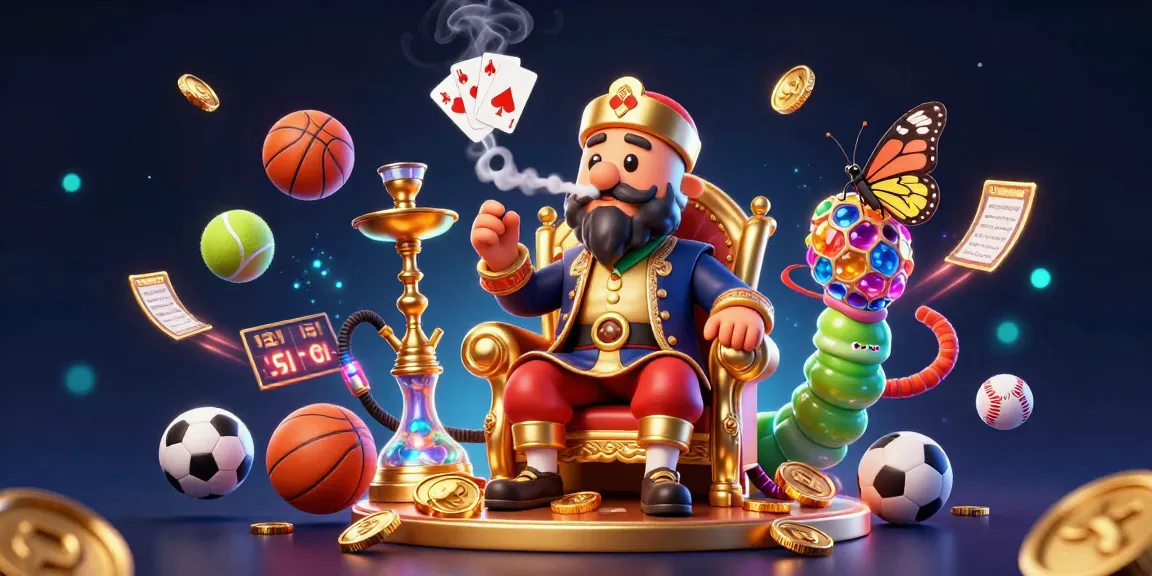 Experience the thrill of sun win with a vibrant 3D casino scene featuring a hookah-master and dynamic sports betting elements.
