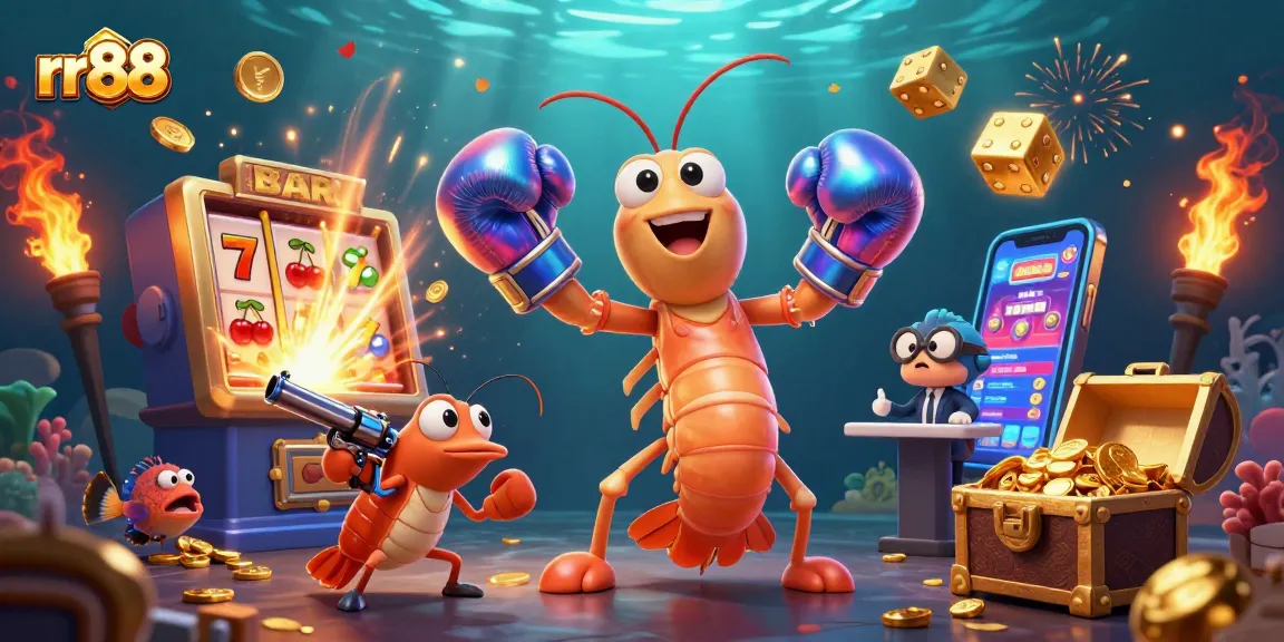 Engage with exciting rr88 casino games featuring vibrant shrimp characters amidst jackpots and colorful slots.