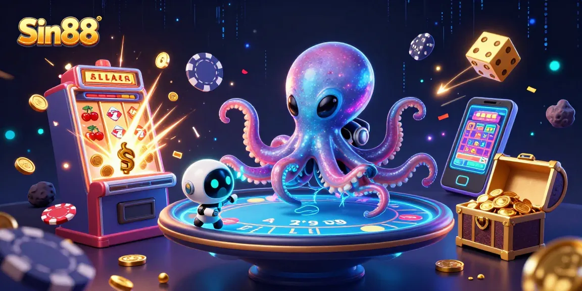 Experience thrilling gameplay with Sin88's vibrant 3D alien-themed casino illustration featuring engaging elements